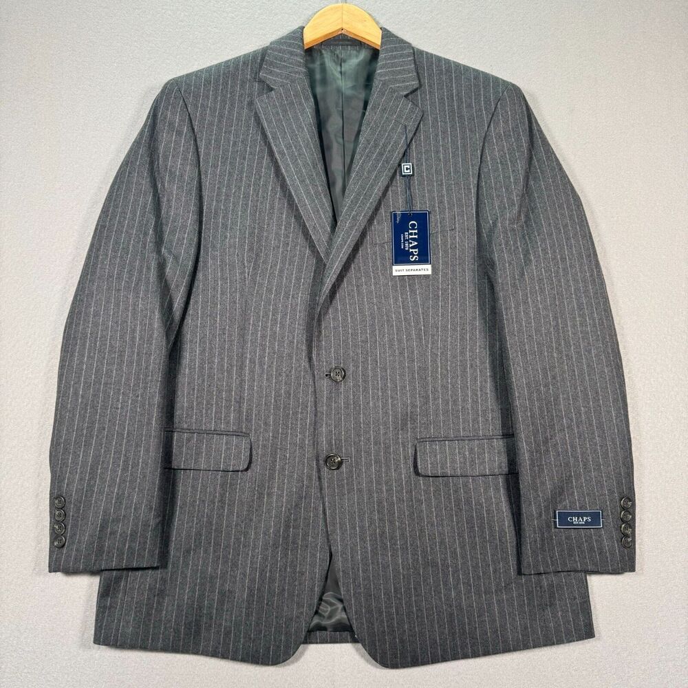 Chaps Ralph Lauren Cashmere Wool Blazer Mens 42 Regular Gray 2 Button Suit